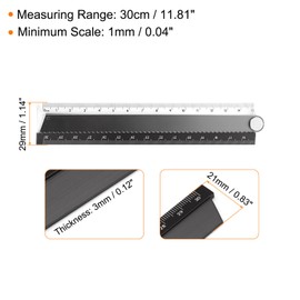 HARFINGTON 2pcs Folding Straight Ruler 30cm Metric Aluminum Alloy Protractor Foldable Angle Ruler Geometric Measuring Tool for Architects Artists Office, Black
