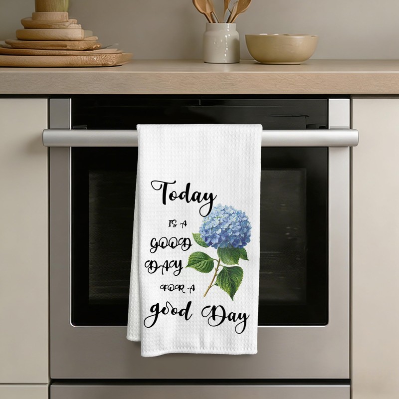 Blue Hydrangea Floral Inspirational Kitchen Towels 16x24 Inch