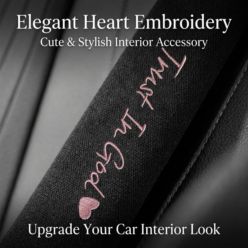 JDDRY 2PCS Car Seat Belt Cover,Seat Belt Pad with Embroidery,