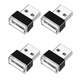 TSUGAMI Car USB LED Atmosphere Light, 4PCS Portable Mini Plug-in USB Interface Trunk Ambient Lighting Kit, Automotive Interior Decor Lamp Accessories, Universal for Vehicles (StyleA)