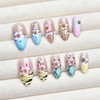 30Pcs Flower Press on Nails Summer Fake Nails Long Almond