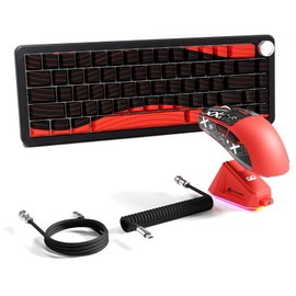 ATTACK SHARK X11 & X65 PRO HE Rapid Trigger Hall Effect Keyboard,60% Magnetic Keyboard 8K Polling Rate RGB Hot Swap,Wireless Gaming Mice with Charging Dock 22K DPI,BT/2.4Ghz/Wired,Coiled Cable-Red