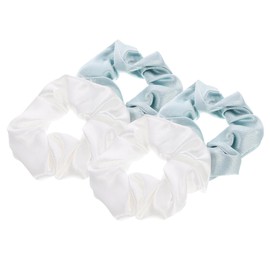 Healvian 4pcs Elastic Hair Ties for Women Seamless Solid Color Ponytail Holders Lightweight Cloth Material for Daily Wear and Parties Includes Each