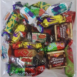 Russian Chocolate Candy Assortment. (8 types of different candy) Lastochka, Maska, Romashka, Birds Milk, Citron, Batonchik, Gryliazh, South Night. Weight: 12oz.