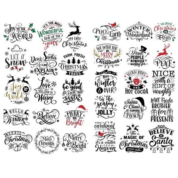 Seasonstorm Black Christmas Blessing Words Decoration Album Planner Stickers Scrapbooking