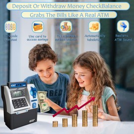 BKstar Kids ATM Piggy Bank with Debit Card & PIN - Electronic Money Bank with Digital Coin Counter & Bill Feeder, Educational Savings Toy for Boys & Girls Ages 3-12