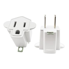 3 Prong to 2 Prong Adapter,YOELVN 3-2 Prong Grounding Outlet Converter, Portable Fireproof 200℃ Resistant Wall Outlet Plug Adapter,Three Prong Adapter Plug for Household,2 Pack,Ivory White