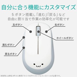 Elecom M-DY13DBXWH Mouse Wireless (Receiver Included) M Size 5 Buttons (with Back and Forward Buttons) BlueLED EPRIM White