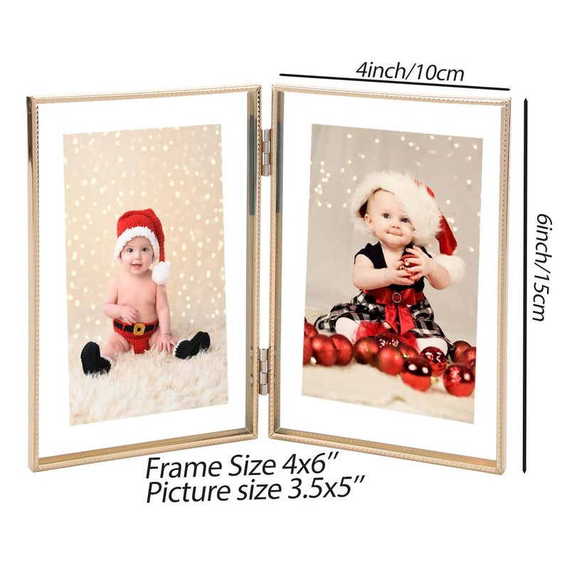 Silver 4x 6'' Double Hinged Floating Frame, For Photo Sizes