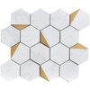 NBG-1 3“ Hexagon White and Gold Metal Stainless Steel Polished