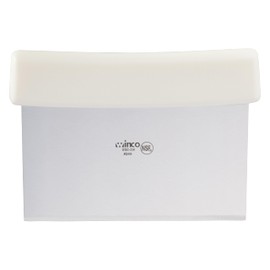 Winco , Raspador de 6'' x 3' con mango de plástico y hoja de acero inoxidable, picador de masa, blanco