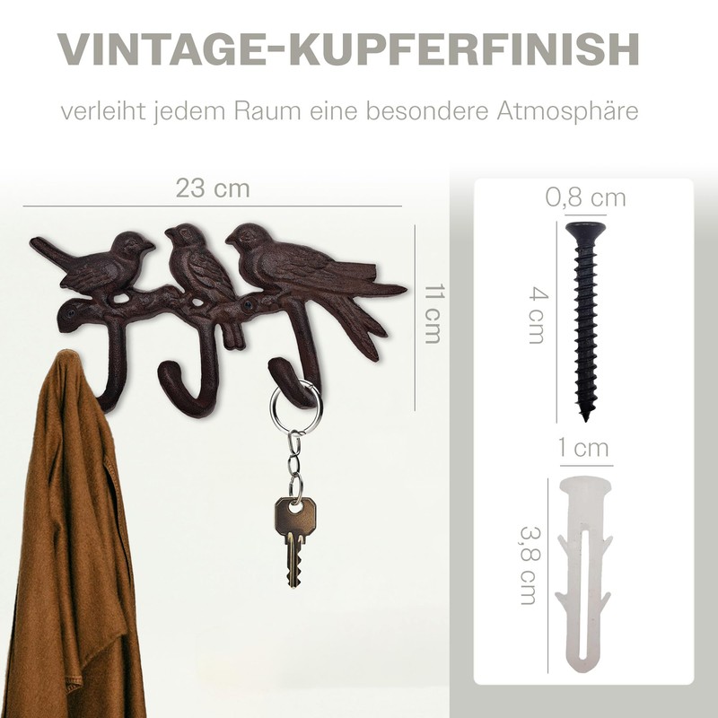 your castle Decorative Wall Hook with Bird Motif, Cast Iron,