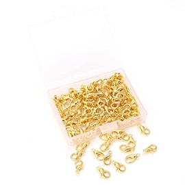 100 Pieces 10x5mm Gold Lobster Clasp Set Lobster Claw Clasps for Jewelry Making and Bracelets for DIY Craft Earring Necklace Bracelet Pendant Choker Jewelry Making Findings and Key Ring Chain