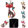 ONDEGO Colourful Enamel Cat Kitten Main Coon Pendant Necklace Christmas