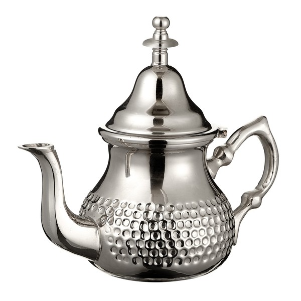 Moroccan Silver Teapot Perfect for Mint Tea Includes Handle Cover and Integrated Filter Authentic with a Classical Hammered Design Handmade Medium Capacity 500 ML About 4 Tea Glasses