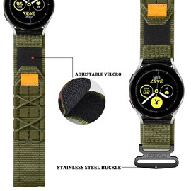 Hstrap Rugged Woven Nylon Watch Bands Strap Replacement 20mm Velcro Sport Watch Strap Bracelet for Men Women Army Green