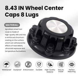 4PCS 8.43" Wheel Center Caps 8 Lugs Compatible with Avalanche 2500 2000-2006 Silverado 2500 3500 2001-2010, OEM Replacement 15039489, 15039488, 9597169, 9597170 Rim Hub Cover(Set of 4) (Black)