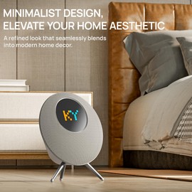 Wireless Bluetooth Speaker with Stand, LED Screen, 25W Decorate Speakers Bluetooth Wireless for Living Room, Bedroom, Desk, Office, Kitchen, Home Accessories Support TF Card/USB/MIC/AUX Silver