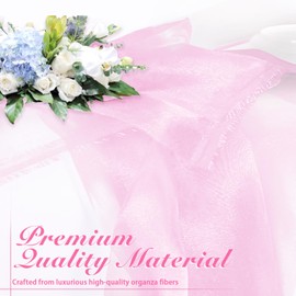 Manyshofu Pink Organza Fabric by The Yard - 60 Inch Wide, 2 Yard Soft Sheer Organza Fabric Silky Organza Tulle Fabric for DIY Wedding Dress Bridal Decorations Fashion Craft