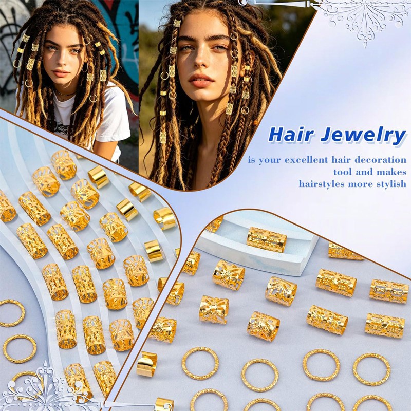 40pcs Adjustable Alloy Hair Clips and Rings for Braids