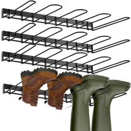 Plowatxi 8 Pair Boot Rack Wall Mount for Entryway Garage Mudroom Closet Indoor Outdoor - Wader Hangers for Drying Fishing Rain Hiking Tall Cowboy Boots - Boot Hanger Holder for Storage Organizer