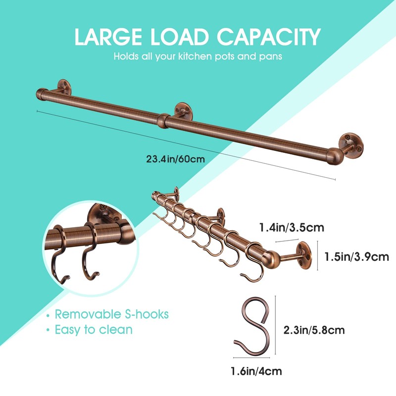 ROTHLEY Stainless Steel Pot and Pan Hanger: 23.7 Inch Wall
