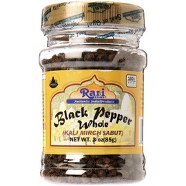 Rani Black Pepper Whole (Peppercorns), Premium Indian MG-1 Grade 3oz (85g) ~ Gluten Free, Non-GMO, Natural Perfect size for Grinders!