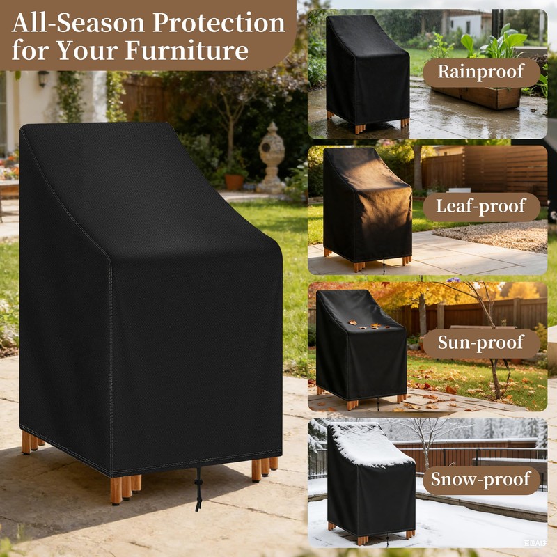 QingHuiTuoYe Stackable Patio Chair Cover Waterproof Outdoor Chair Cover Lounge