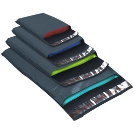 100x Grey Mailing Bags - Mixed Sizes, 100% Recyclable Parcel Bags, Self-Seal Postage Bags for Clothes - Strong & Sealable Plastic Envelopes, Ideal for Large to Small Postal Packing Shipping Posting