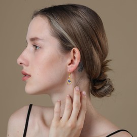 Dangle Earrings Trendy Leverback Birthstone Earrings 14K White Gold Teardrop Dangle Earrings Fine Jewelry Birthday Gifts for Women (Gold December)