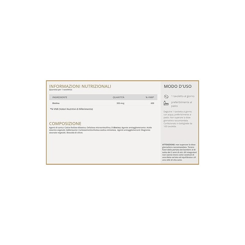 Solgar VITA B8 – Biotina 300 mcg per tavoletta, pelle