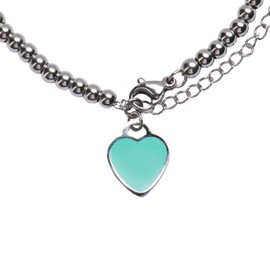 LuckyLy Pulsera para Mujer con Dije de Corazón Turquesa, Brazalete de Acero Inoxidable color Plata – Ideal como Regalo para Novia Original, Modelo Ada