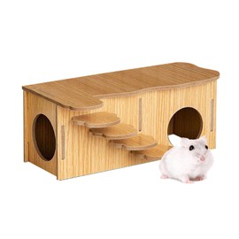 Wooden Hamster House, Guinea Pig House, Multi-Chamber House, Hamster Corner House, Hamster Accessories, Suitable for Hamsters for Eating, Sleeping and Playing, for Hamsters, Dwarf Hamsters, 27 x 14 x