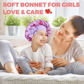 2 Stück Duschhaube Kinder Schlafmütze, Verstellbare Satinhaube Für Schlafende Kinder Mit Weichem, Breitem Band, Passend Für Natürliches Haar, Lockiges Haar Und Zöpfe, Passend Für Mädchen 4 bis 12