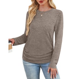 Fall Sweaters for Women 2025 Trendy Long Sleeve Tops Casual Shirts Women's Clothing Winter Fashion Khaki M