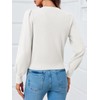 Saodimallsu Womens Puff Long Sleeve Sweaters V Neck Cropped Bow