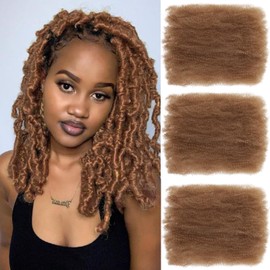 Afro Kinky Curly Synthetic Bulk Hair 12 Inch 3 Packs Marley Twist Hair Bulk for Dreadlock Extensions Spring Afro Twist Hair Bulk for Mini Twist Repair Locs (30#, 12 Inches)
