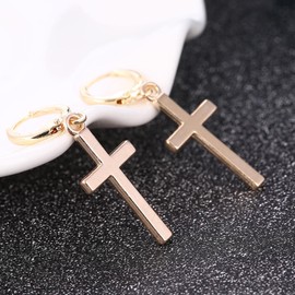 YienDoo Vintage Cross Hoop Earrings Gold Cross Drop Earrings Gothic Religious Christian Cross Dangle Earrings Minimalist Cross Charm Statement Prom Earrings for Women and Girls