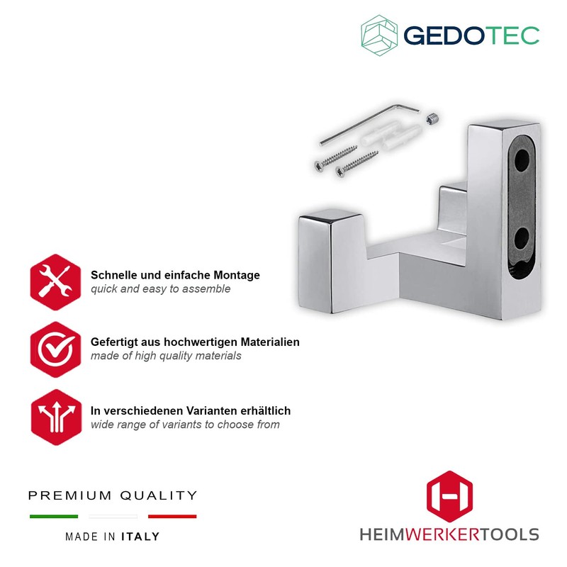 Gedotec TETRIS Coat Hook Double Hook Polished Chrome Coat Hook