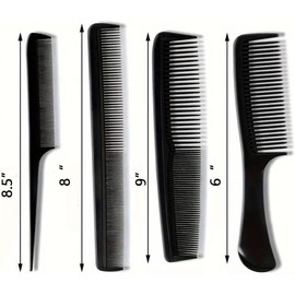 4 PCS Professional Comb Set, Black Barberology Hair Comb Set, Dresser Hair Comb, Styling Comb for Women Men Hairdressing
