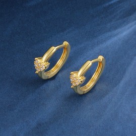 14K Gold Plated Huggie Earrings 925 Sterling Silver Post Cubic Zirconia Huggie With Earrings Dangle For Women | Trendy Dangle Hoops Earrings, Medium, Brass, Cubic Zirconia