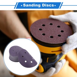 VekAuto 50 Stk. Schleifscheiben, 6" 6 Loch 500 Körnung Klett-Schleifpapier Universal für Metall, Holz, Autoreparatur Haltbarkeit Keramik-Polyester-Film Lila