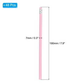 PATIKIL Round Pencils, 48 Pack HB Graphite Pencils with Eraser Wood Pencils Cute Pencil for Classroom Teacher Office Supplies, Light Pink