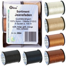 Assorted 6 Spools of 100 m Quality Sewing Thread Denim Thread Various Colours Ne 25.3/2 100% Nylon for Sewing Machine 2904