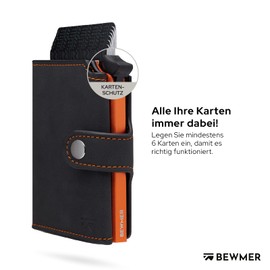 BEWMER v2 Shielded Slim Wallet with Coin Compartment for Men & Women, Card Holder, RFID Protection & Anti-Cloning, Wallet for Notes, Coins & 9 Credit Cards, Black & Orange