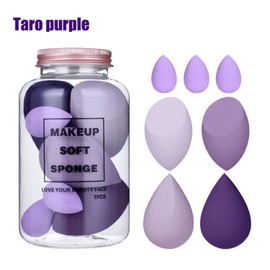 Conjunto de Esponjas Cosméticas (Juego de 7) Esponjas de maquillaje suaves, Makeup blender, Esponja Facial Suave para Líquido, Cremas y Polvos (Morado)