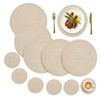 Aiyraa 6-Piece Round Table Placemats & Coaster Set Beige, Cotton