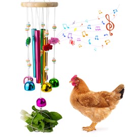 OOXYG Chicken Enrichment Toys for Coop with Treat Ball, Multicolor Chicken Coop Chew Toys, Art Hanging Chick Vegetable Feeder Toy with Bells Interactive Accessories for Hens Chicks Poultry