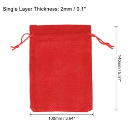 PATIKIL 6"x4" Coin Sacks Bag, 6 Pack Bank Deposit Change Transit Bags with Drawstring Bags Gift Bag, Red