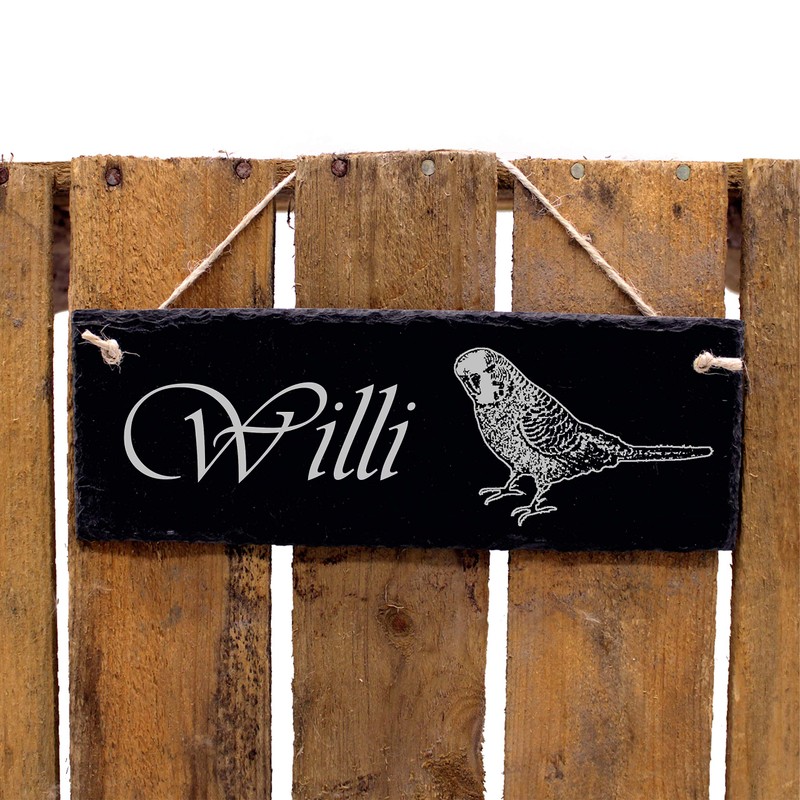 Budgies Sign, Slate Plaque with Engraving, Name Plate, Desired Name,
